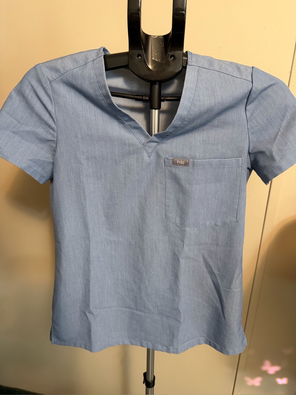 FIGS  heather denim  Blue V-Neck Scrub Top